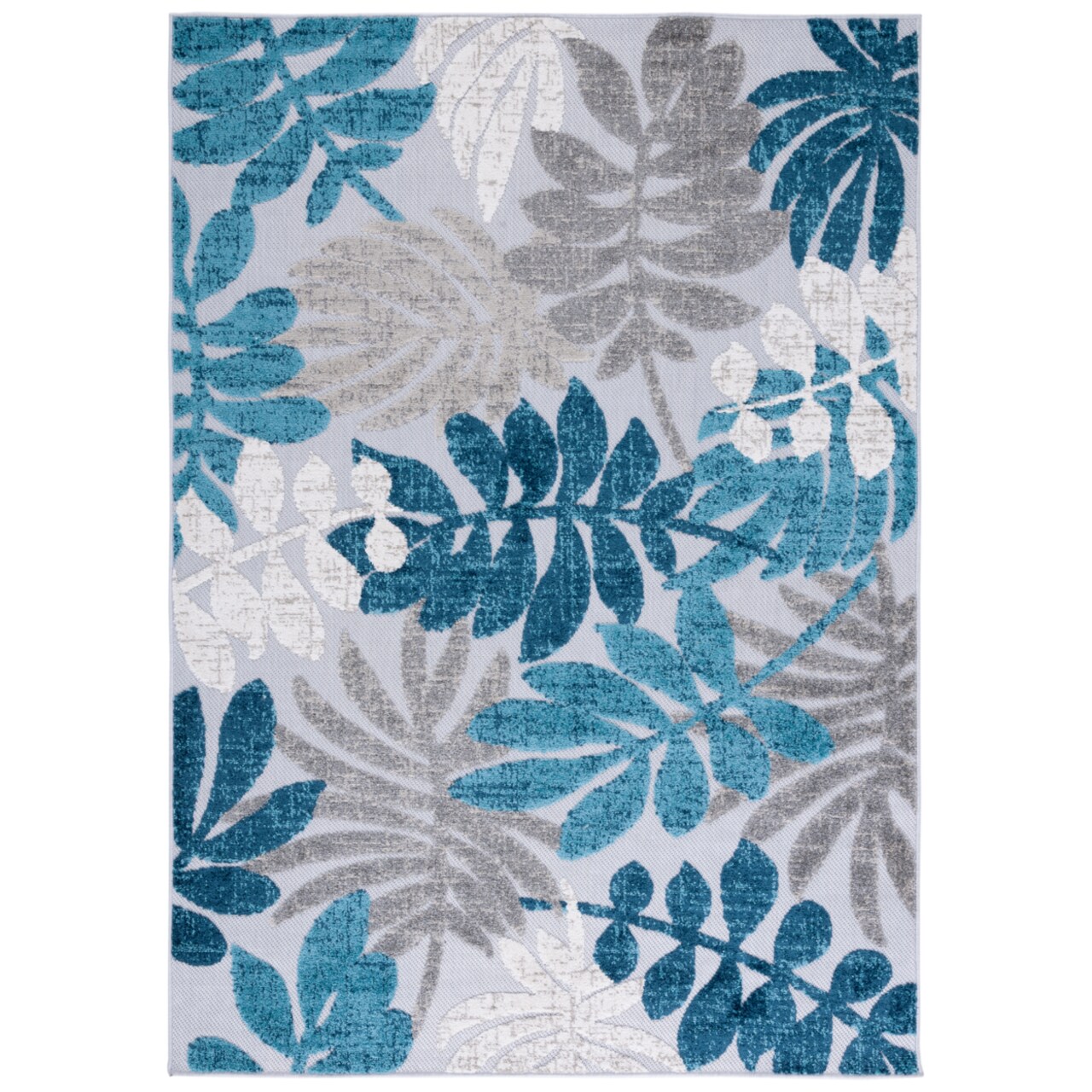 Safavieh Outdoor Cbn814F Cabana Collection Grey / Blue Rug Geometric Pattern